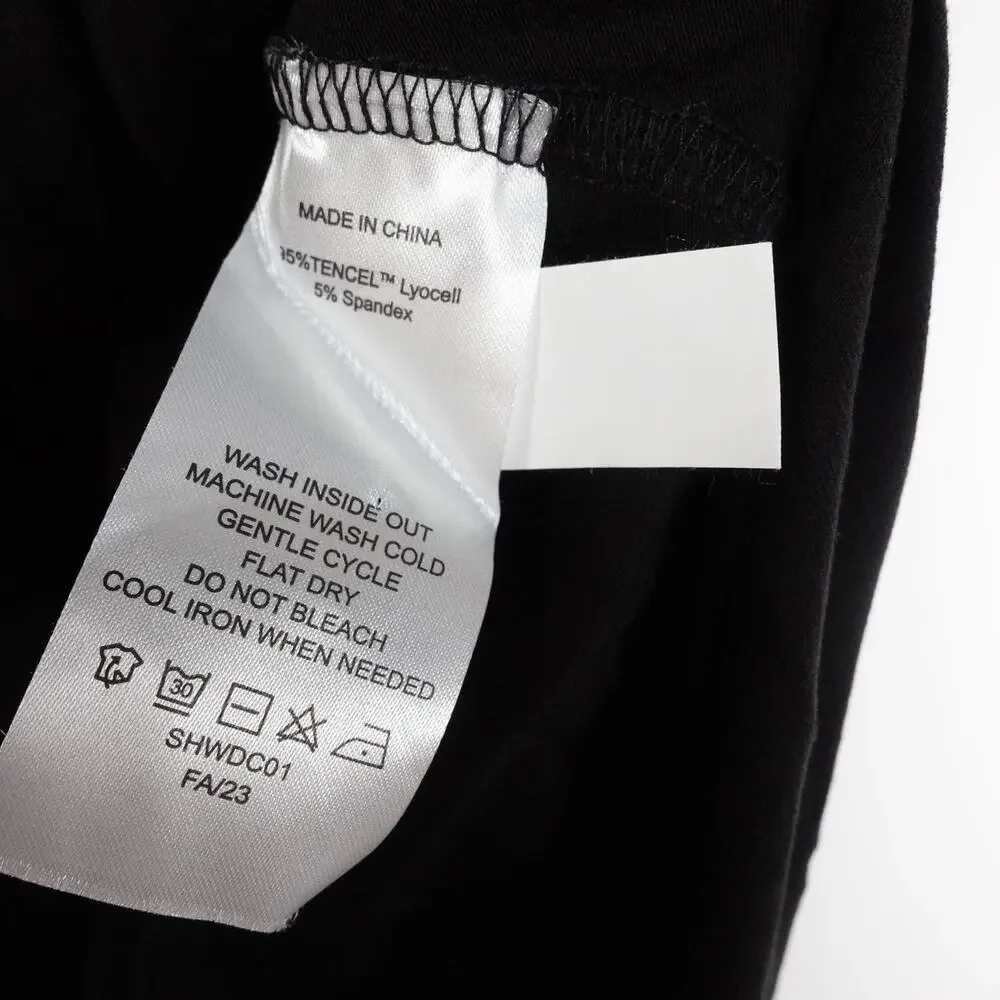 New Quince Black Tencel Jersey Side Tie Dress Midi Wrap Women’s Medium Soft